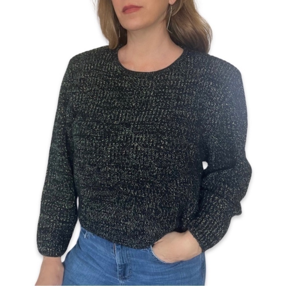 Vintage Knit sweater Limited Express 1987 collection knit metallic abalone crop